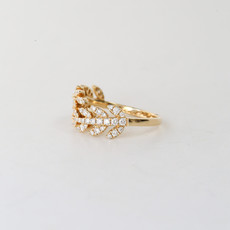 18k Yellow Gold 0.62ctw Diamond Leaf Wrap Ring (Size 7)