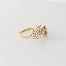 18k Yellow Gold 0.62ctw Diamond Leaf Wrap Ring (Size 7)