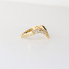 18k Yellow Gold 0.48ctw Diamond Double V Contour Band (Size 7)