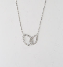 18k White Gold 0.58ctw Diamond Open Double Pear Necklace (16"-18")