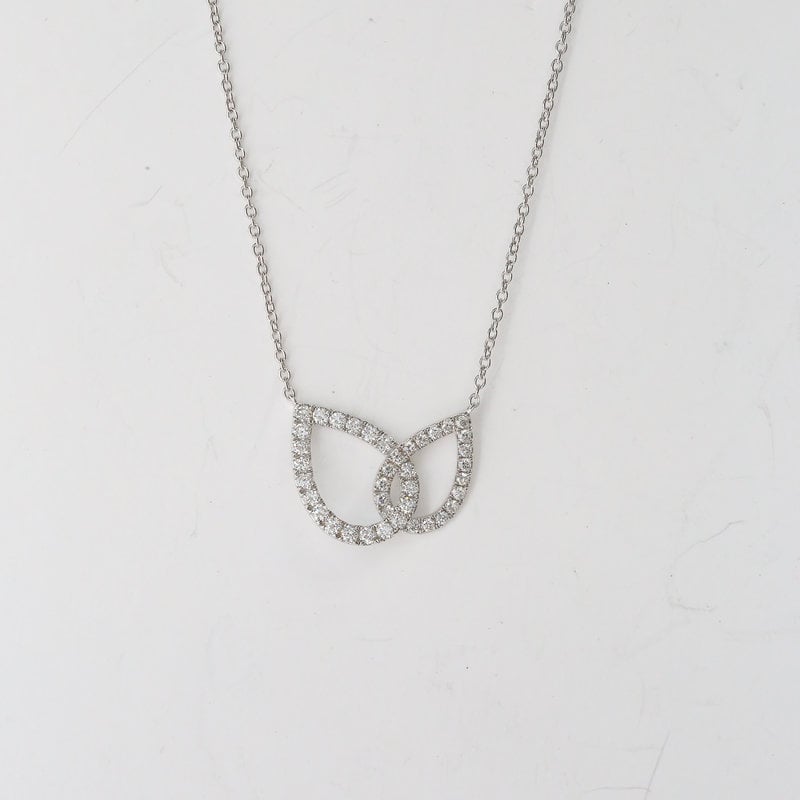 18k White Gold 0.58ctw Diamond Open Double Pear Necklace (16"-18")