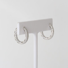 18k White Gold 1.86ctw Diamond Pave Hoop Earrings