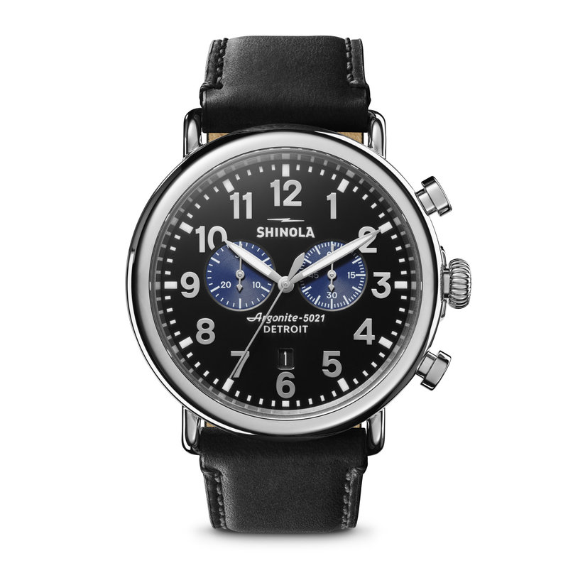 Shinola Shinola Runwell 47mm Black Leather Watch