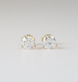 American Jewelry 14K Yellow Gold 2ctw Lab-Grown Round Brilliant Diamond Stud Earrings