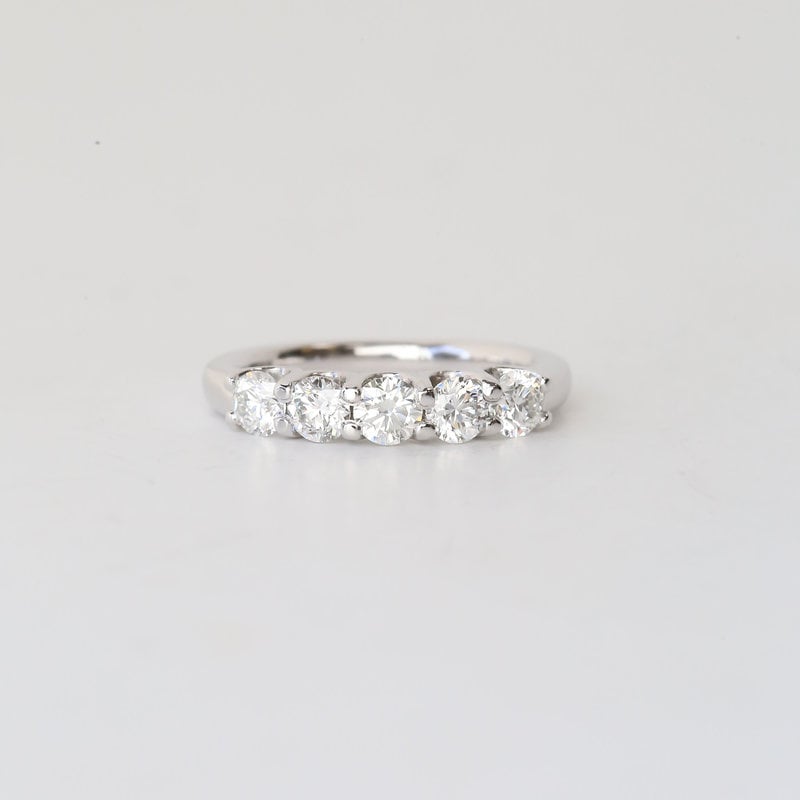 Platinum 5-Stone .75ctw Brilliant Round Diamond Wedding Band