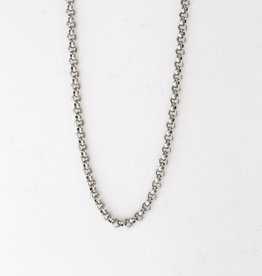 14k White Gold 4mm Rolo Link Chain 20"
