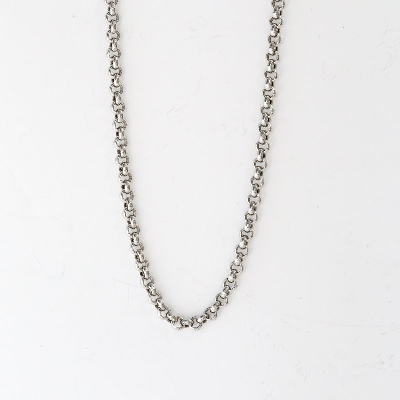 14k White Gold 4mm Rolo Link Chain 20"