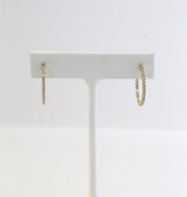 American Jewelry 14k Yellow Gold .82ctw Round Diamond Inside Out Hoop Earrings