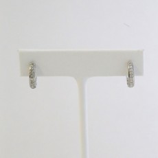 American Jewelry 14k White Gold 1/3ctw Round Diamond Milgrain Hoop Earrings