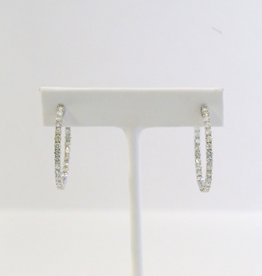 American Jewelry 14k White Gold 3.32ctw Round Diamond Inside Out Hoop Earrings