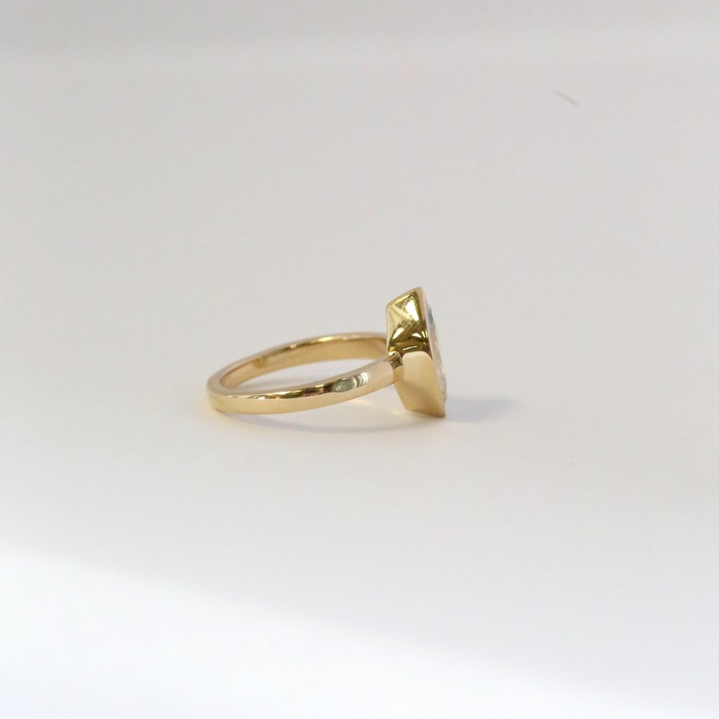 American Jewelry 14k Yellow Gold 2.04ctw K-L/I1 Marquise Diamond Bezel Set Engagement Ring (Size 6.5)