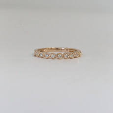 14K Rose Gold .18ctw Round Diamond Twisted Milgrain Stackable Band