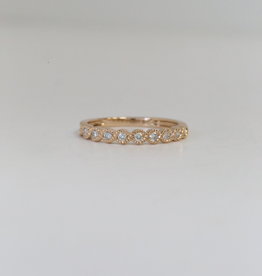 14K Rose Gold .18ctw Round Diamond Twisted Milgrain Stackable Band