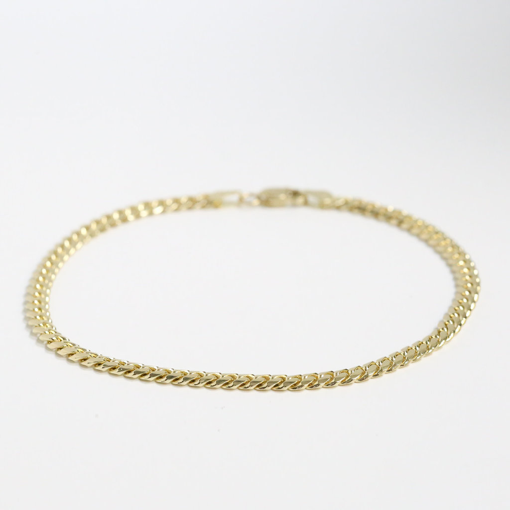 14k Yellow Gold Cuban Link Chain Bracelet 8"