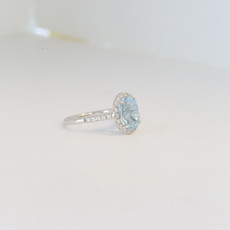 14K White Gold 2.52ctw Aquamarine & .34ctw Diamond Halo Ring