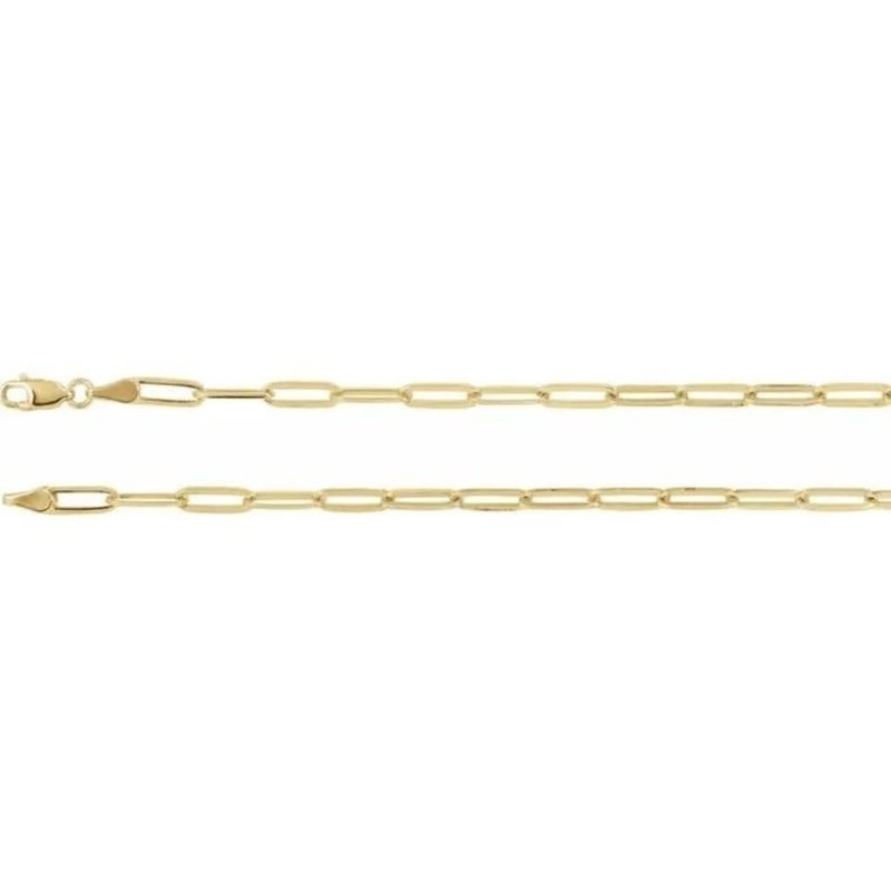 14k Yellow Gold Paperclip Link Chain Anklet 10"
