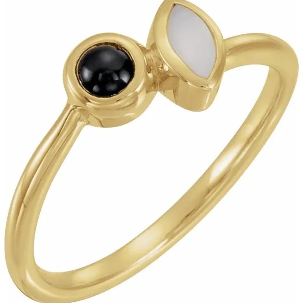 Stuller 14K Yellow Natural White Opal and Black Onyx Ring