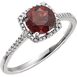 American Jewelry Sterling Silver January Birthstone Ring (Garnet ...