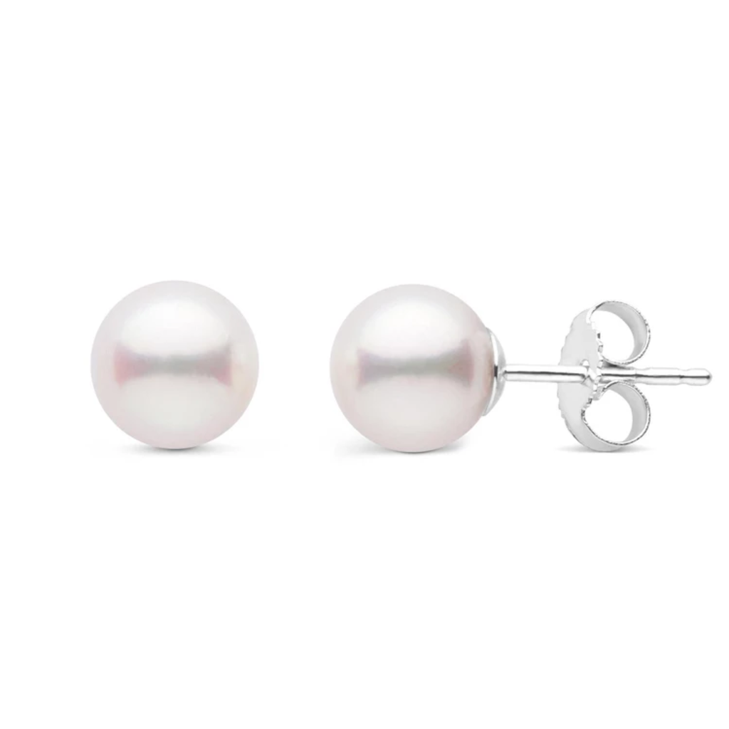 American Jewelry 14k White Gold 7.5-8mm Akoya Pearl Stud Earrings