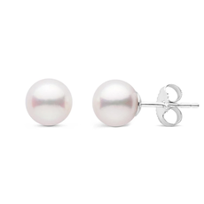 American Jewelry 14k White Gold 7.5-8mm Akoya Pearl Stud Earrings
