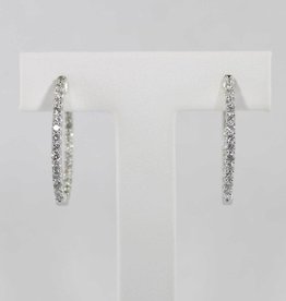 14k White Gold 1ctw Diamond Inside / Out Hoop Earrings