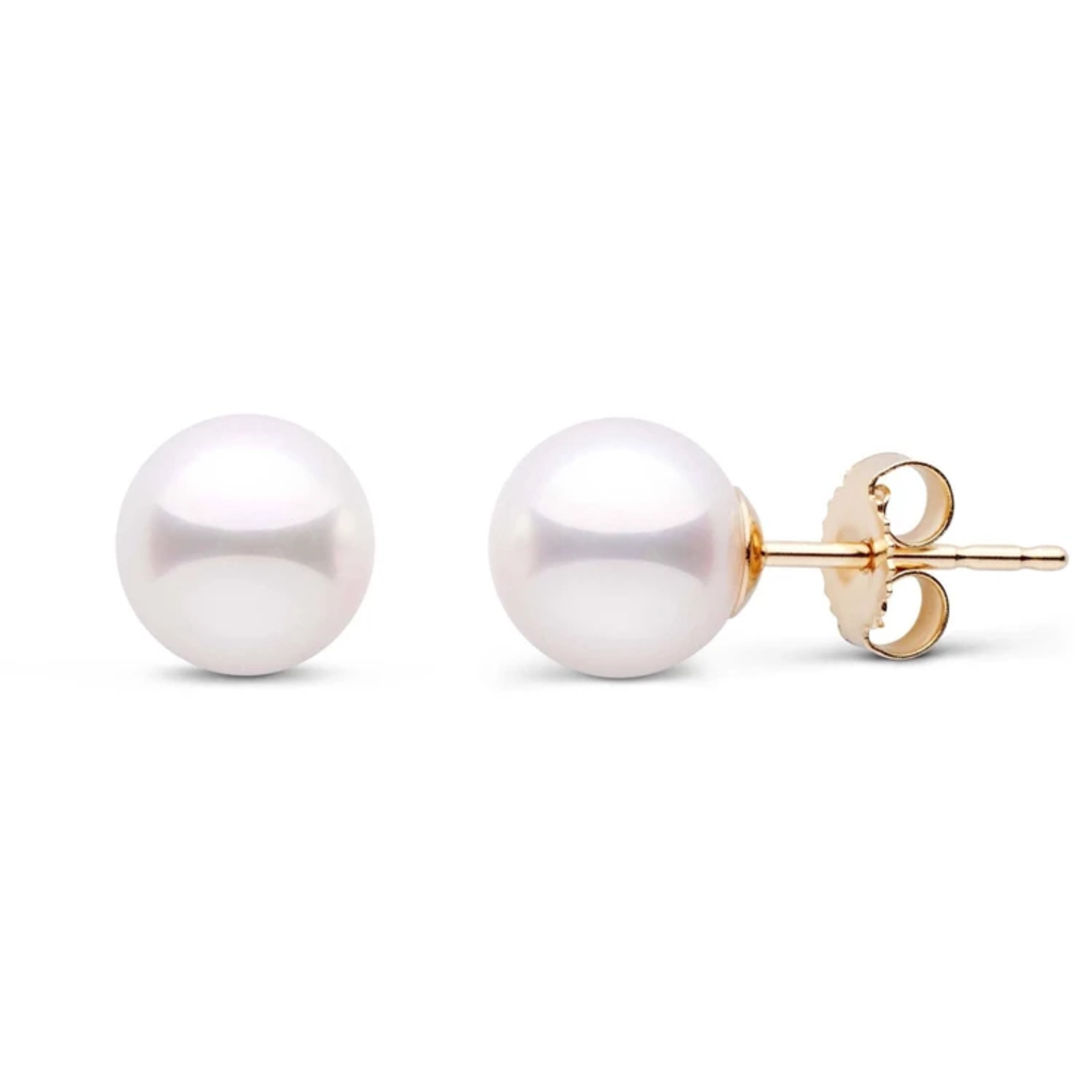 American Jewelry 14k Yellow Gold 8.5-9mm Akoya Pearl Stud Earrings