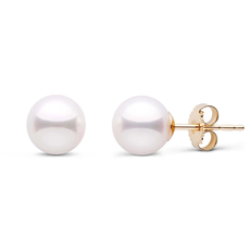 American Jewelry 14k Yellow Gold 8.5-9mm Akoya Pearl Stud Earrings