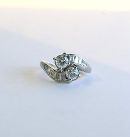 American Jewelry Platinum 2ctw H/SI1-VS2 Round & Baguette Diamond Bypass Ring (Size 7)