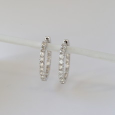 American Jewelry 14k White Gold 2ctw Round Brilliant Diamond Inside Out Hoop Earrings