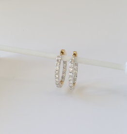 14K Yellow Gold 2ctw Round Brilliant Diamond Inside Out Hoop Earrings