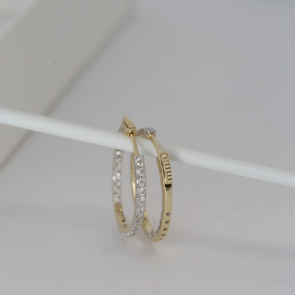 American Jewelry 10k Yellow Gold 1ctw Diamond Inside Out Hoop Earrings