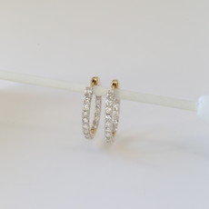 10k Yellow Gold 1/2ctw Round Brilliant Diamond Inside Out Hoop Earrings