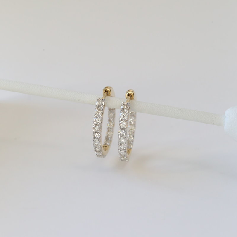 10k Yellow Gold 1/2ctw Round Brilliant Diamond Inside Out Hoop Earrings