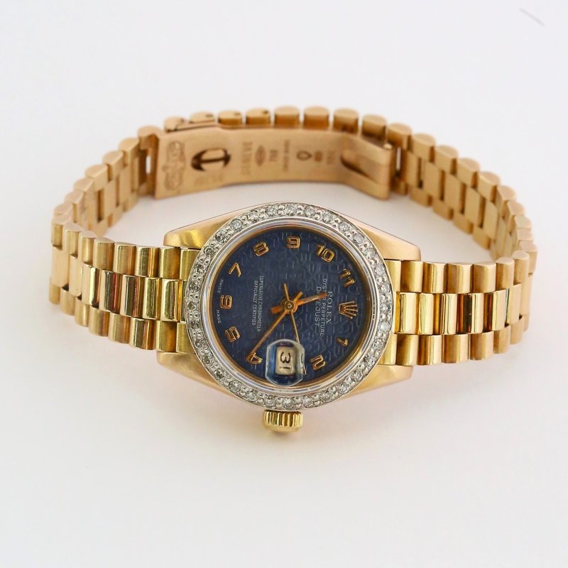 Rolex Preowned 18k Yellow Gold Ladies Rolex Oyster Perpetual Datejust Watch w/ Jubilee Band