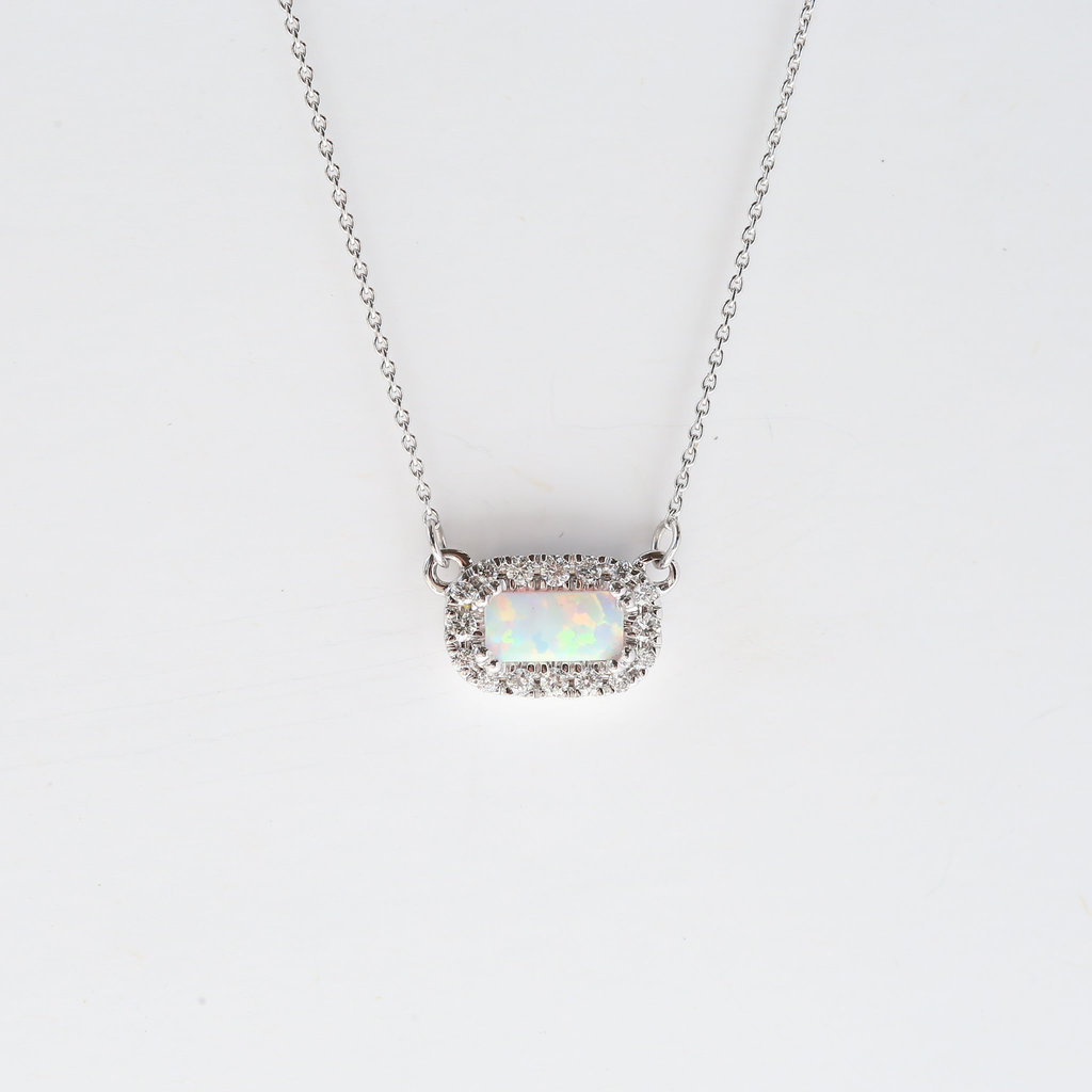 American Jewelry Baguette Gemstone & Diamond Halo Necklace