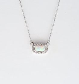 American Jewelry Baguette Gemstone & Diamond Halo Necklace