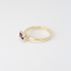 10K Yellow Gold .12ctw Diamond Halo and .36ctw Amethyst Baguette Ring (Size 7)