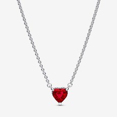Pandora PANDORA Necklace, Sparkling Heart Halo Pendant Collier, Red CZ