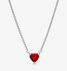 Pandora PANDORA Necklace, Sparkling Heart Halo Pendant Collier, Red CZ