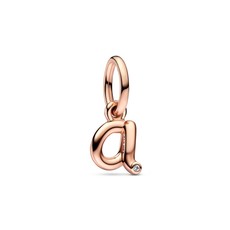 Pandora PANDORA Charm, Letter A Script Alphabet Dangle, 14k Rose Gold Plated & Clear CZ