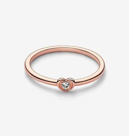Pandora PANDORA Ring,  Radiant Heart Ring, 14k Rose Gold Plated & Clear CZ - Size 52