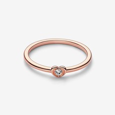 Pandora PANDORA Ring,  Radiant Heart Ring, 14k Rose Gold Plated & Clear CZ - Size 60