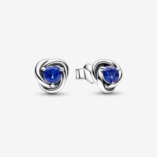 Pandora PANDORA Earrings, September Birthstone Eternity Circle Stud, Blue CZ