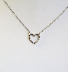American Jewelry 14k White Gold Petite Open Heart Necklace