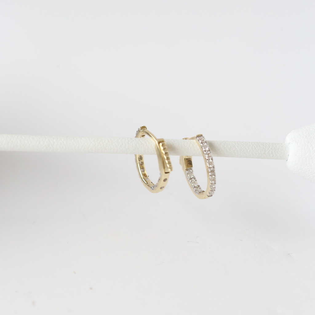 10k Yellow Gold 1/4ctw Round Brilliant Inside Out Hoop Earrings