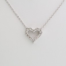 American Jewelry 14k White Gold 1/4ctw Diamond Petite Open Heart Necklace