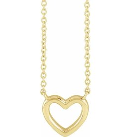 American Jewelry 14k Yellow Gold Petite Open Heart Necklace
