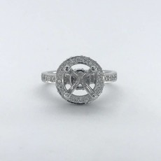 American Jewelry 18k White Gold .56ctw Diamond Round Double Edge Halo Semi Mount Engagement Ring (Size 7)