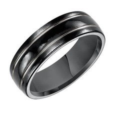 American Jewelry Black Titanium 7mm Gents Triton Wedding Band (Size 10)