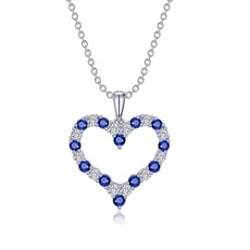 Lafonn Lafonn Sterling Silver & Platinum Lab-Grown Sapphire & Simulated Diamond Heart Pendant Necklace